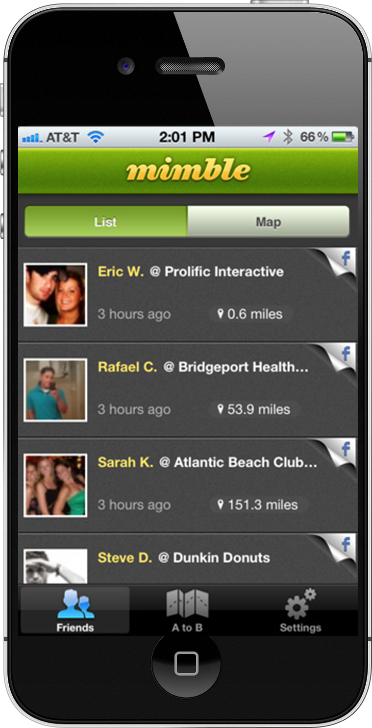 Original Mimble friends screen from 2012